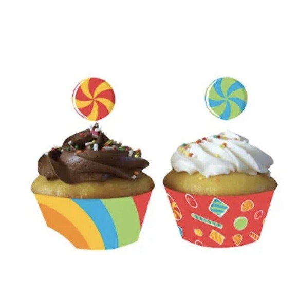 Candy Cupcake Topper Candy Party Cupcake‎ Picks Cupcake Wrappers 12ct - Picture 1 of 2